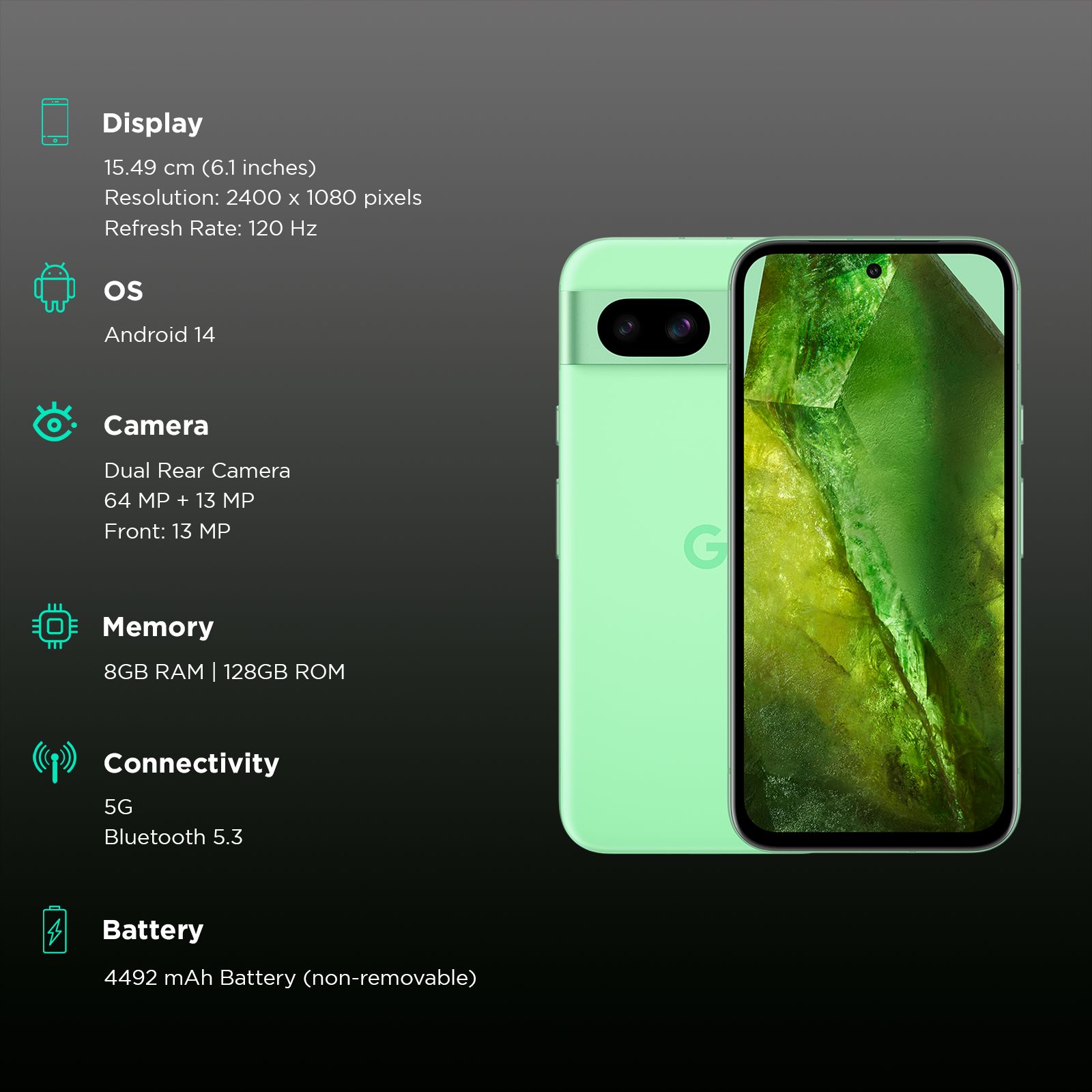 Buy Google Pixel 8a 5G (8GB RAM, 128GB, Aloe) Online - Croma